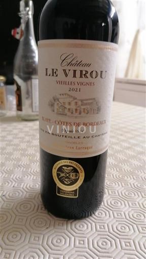 Burdeos Blaye-Côtes de Burdeos Château Le Virou Vieilles Vignes 2021