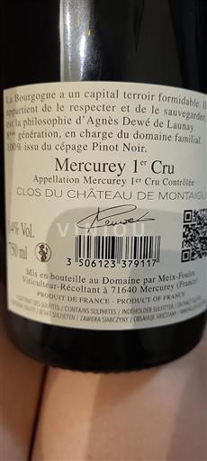 Borgogna Mercurey Premier Cru Château Clos du de Montaigu 2023 Senza annata