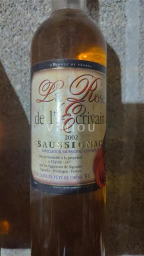 Vin Blanc liquoreux La Rose de l'Écrivain Vignerons de Sigoulès 2002 France Sud-Ouest Saussignac AOC