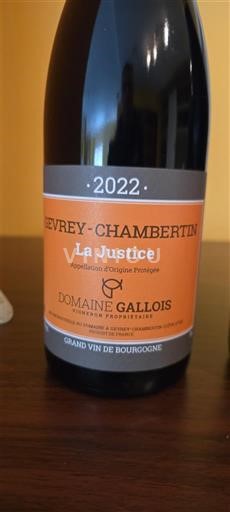 Burgundy Gevrey-Chambertin Domaine Gallois La Justice 2022