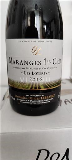 Borgoña Maranges Premier Cru Domaine Olivier Lebeault Les Loyères 2018