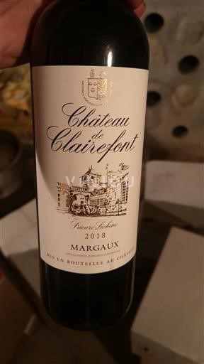 Bordeaux Margaux Grand Cru Château Clairefont Prieure-Lichine 2018