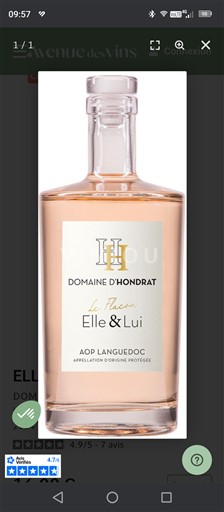 Languedoc Domaine Hondrat Le Flacon Elle & Lui Icke årgångsbetecknad