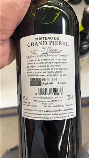 Bordeaux Blaye-Côtes-de-Bordeaux Château Grand Pierre Icke årgångsbetecknad