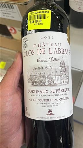 Bordéus Bordeaux Superior Château Clos de l'Abbaye Pétra 2022