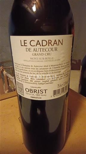 Waadt La Côte AOC Domaine L'Autecour Le Cadran 2022