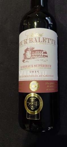 Bordoja Bordeaux Supérieur Château Tour Balette 2016