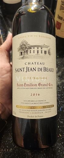 Burdeos Saint-Émilion Gran Cru Grand Cru Château Saint Jean de Beard Tradition 2016