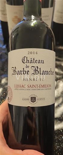 Bordéus Lussac-Saint-Émilion Château Barbe Blanche Henri IV 2014