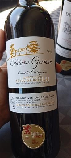 Bordeaux Castillon Côtes de Bordeaux Chateau German La Chataignière 2019
