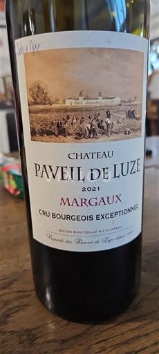 Bordéus Margaux Cru Bourgeois Exceptionnel Paveil de Luze 2021