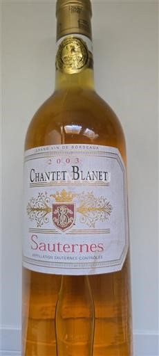 Bordeaux Sauternes Chantet Blanet 2003