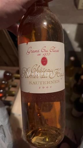 Bordeaux Sauternes Grand Cru Romer du Hayot 2003