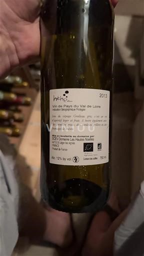 Loire-dalen Ikke specificeret Domaine Les Hautes Noëlles Hého Blanc 2013