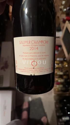 Vin Rouge sec Sébastien Bobinet et Emeline Calvez 2014 France Vallée de la Loire Saumur-champigny AOC