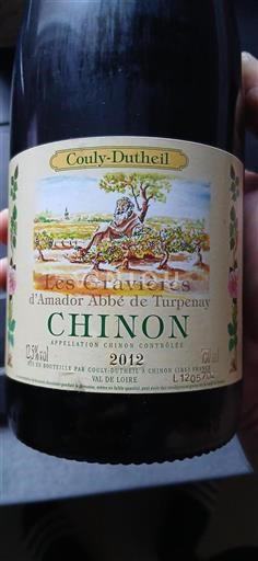 Valle della Loira Chinon Couly-Dutheil Les Gravières d'Amador Abbé de Turpenay 2012