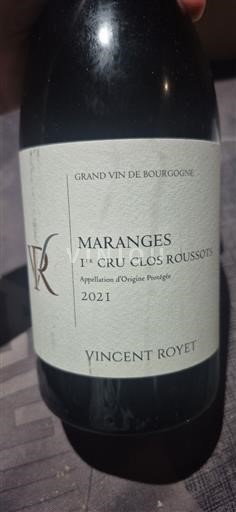 Bourgogne Maranges Premier Cru Vincent Royet 1er Cru Clos Roussots 2021