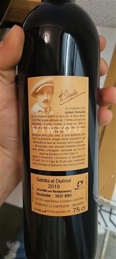 Waadt La Côte AOC Domaine La Capitaine Galotta et Diolinoir 2019