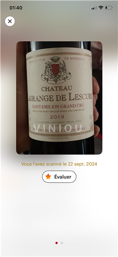 Bordeaux Saint-Émilion Grand Cru Grand Cru Château Lagrange de Lescure 2019
