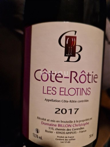 Рона долина Кот Роти Domaine Billon Christophe Les Elotins 2017