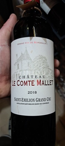 Bordeaux Saint-Émilion Grand Cru Grand Cru Château Le Comte Mallet 2018