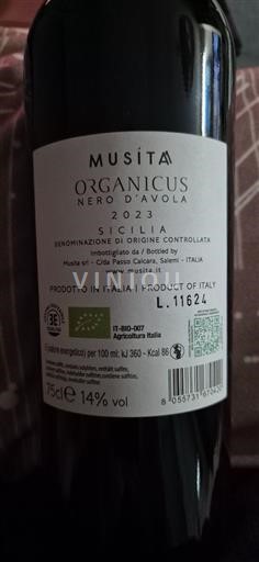Sisilia Musità Organicus Nero d'Avola 2023