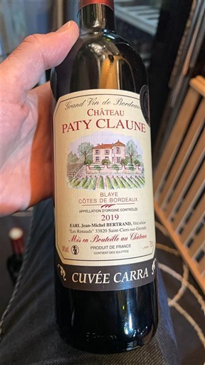 Bordeaux Blaye-côtes-de-bordeaux Château Paty Claune Carra 2019