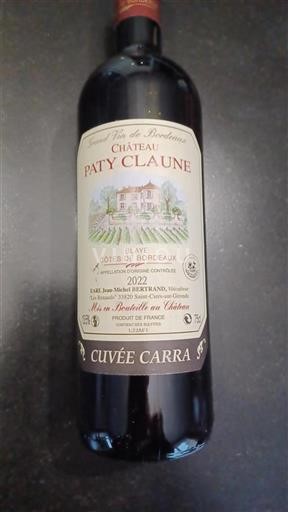 Burdeos Blaye-Côtes de Burdeos Château Paty Claune Carra 2022