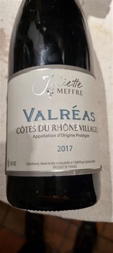 Rhône-dalen Côtes-du-Rhône-Villages Juliette Meffre 2017