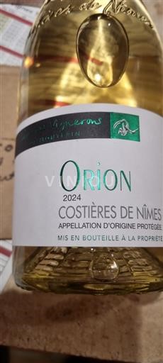 Vin Blanc sec Orion Cave des Vignerons de Montfrin 2024 France Vallée du Rhône Costières-de-nîmes AOC