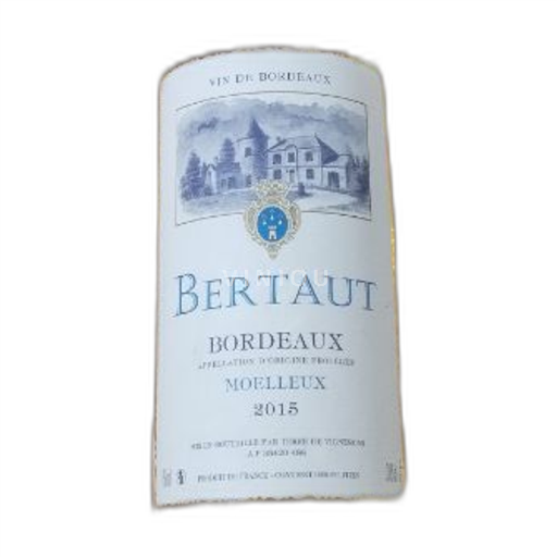 Vin Blanc moelleux Bertaut 2015 France Bordeaux AOC