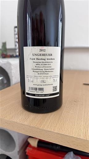 Palatinat Pfalška Weingut Georg Mosbacher Ungeheuer Forst Riesling trocken 2012