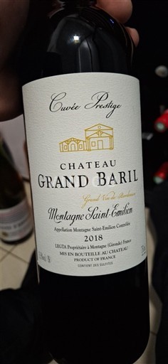 Bordeaux Montagne-saint-émilion Château Grand Baril  Prestige 2018