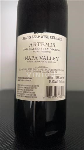 Kalifornialaiset AVA:t Napa Valley Stag's Leap Wine Cellars Artemis 2014