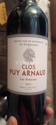 Bordeaux Castillon-côtes-de-bordeaux Clos Puy Arnaud Les Ormeaux 2021