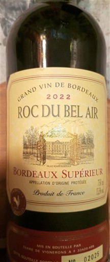 Bordeaux Bordeaux Supérieur Roc du Bel Air 2022