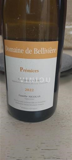 Loiretal Coteaux-du-Loir Domaine Bellivière Prémices 2022