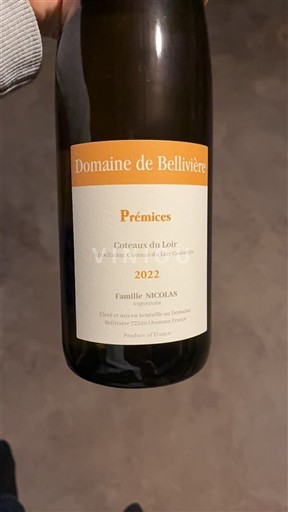 Loiredalen Coteaux du Loir Domaine Bellivière Prémices 2022