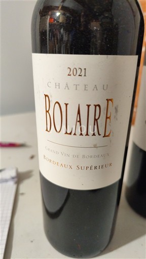 Bordeaux Bordeaux supérieur Château Bolaire 2021