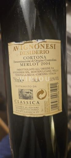 Toscane Cortona Avignonesi Desiderio 2004