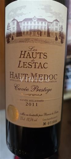 Bordeaux Haut-Médoc Les Hauts de Lestac Prestige 2011