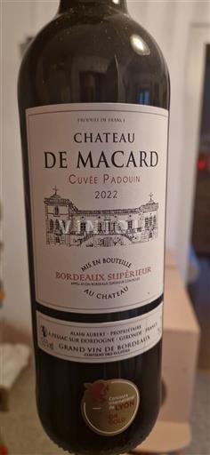 Bordeaux Bordeaux superiore Château Macard Padouin 2022