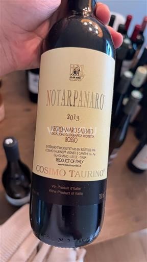 Vin Rouge sec Notarpanaro Cosimo Taurino 2013 Italie Pouilles DOC