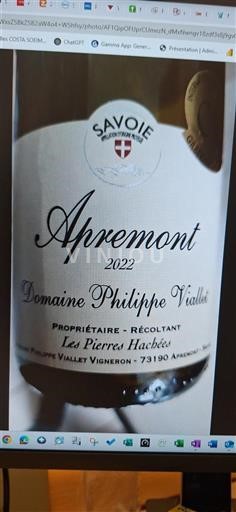 Savoie ja Bugey Apremont Domaine Philippe Viallet Les Pierres Hachées 2022