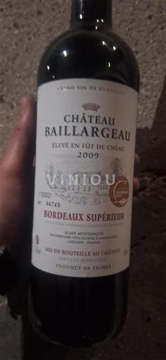 Bordeaux Bordeaux superiore Château Baillargeau 2009
