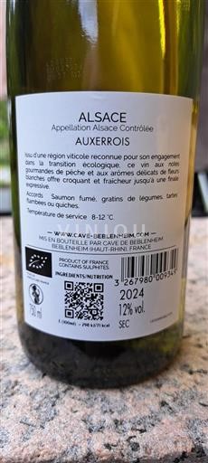 Alsace Grand Cru Cave de Beblenheim Auxerrois 2024