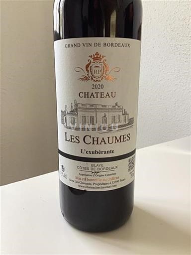 Bordeaux Blaye-côtes-de-bordeaux Château Les Chaumes L'exubérante 2020