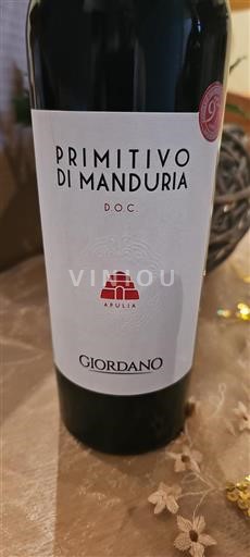 Vin Rouge sec Giordano 2023 Italie Pouilles Primitivo di Manduria DOC