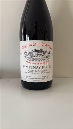 Burgundy Santenay Premier Cru Château La Charrière Clos Rousseau 2022