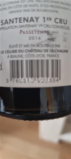 Burgundi Santenay Premier Cru Château La Chaume Passetemps 2016